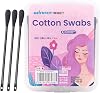 Cotton Swabs - 50 Pcs Individually Packaged, Black, 7.5cm for Ear Wax Removal, Blackhead Extractor, and Pimple Extraction