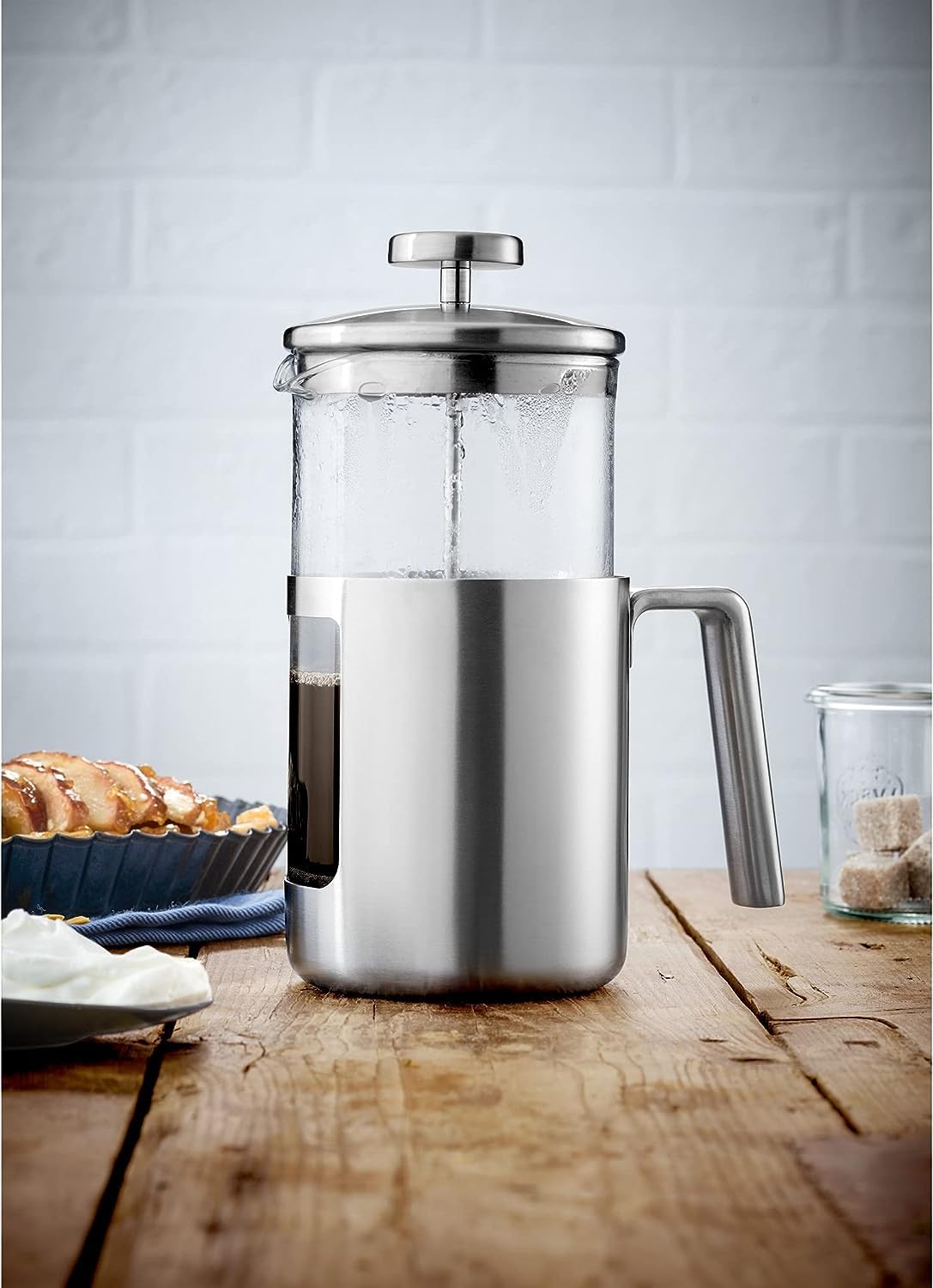 WMF Kult Coffeepress 1l, French Press, Kaffeebereiter für 6 Tassen, Glas, Cromargan Edelstahl mattiert, spülmaschinengeeignet