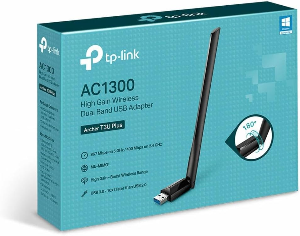 TP-Link Chiavetta WiFi AC1300Mbps Archer T3U Plus, Antenna WiFi USB per PC, Adattatore WiFi Alto Guadagno, USB 3.0