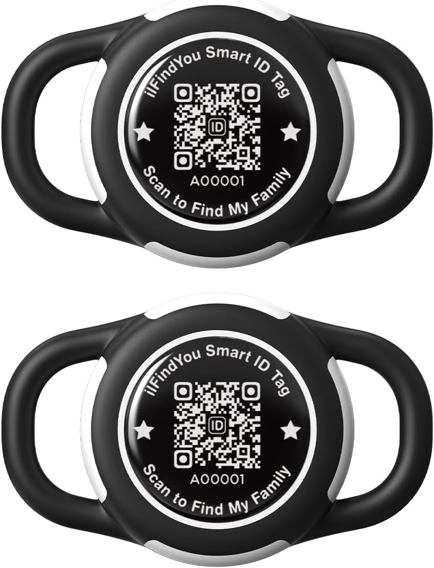 2 Pack Waterproof AirTag Dog Collar Holder for Apple Tracker QR Code Case Black Small-QR 2 Pack Black-S