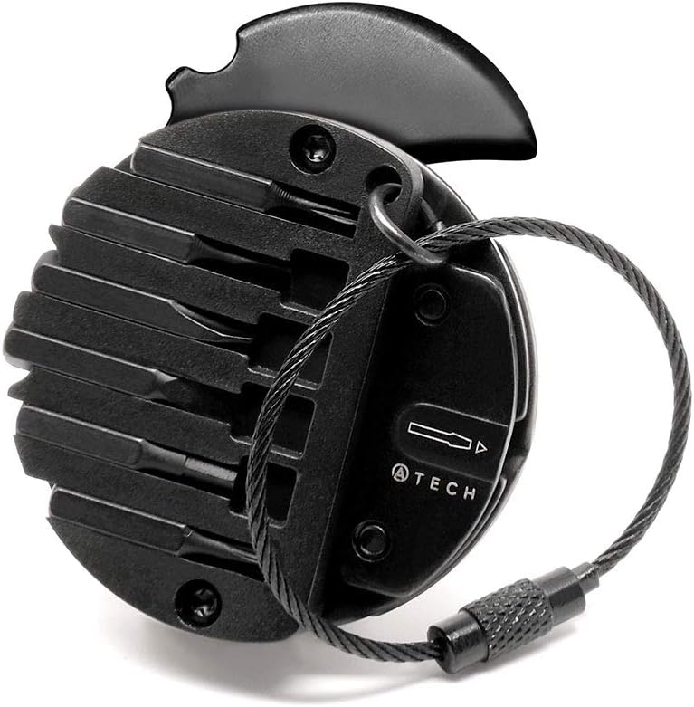 ATECH The Original 8 in 1 Multifunction Tool Keychain EDC Screwdriver Set, Box Cutter with Keyring Gift for Men, Survival (Black)