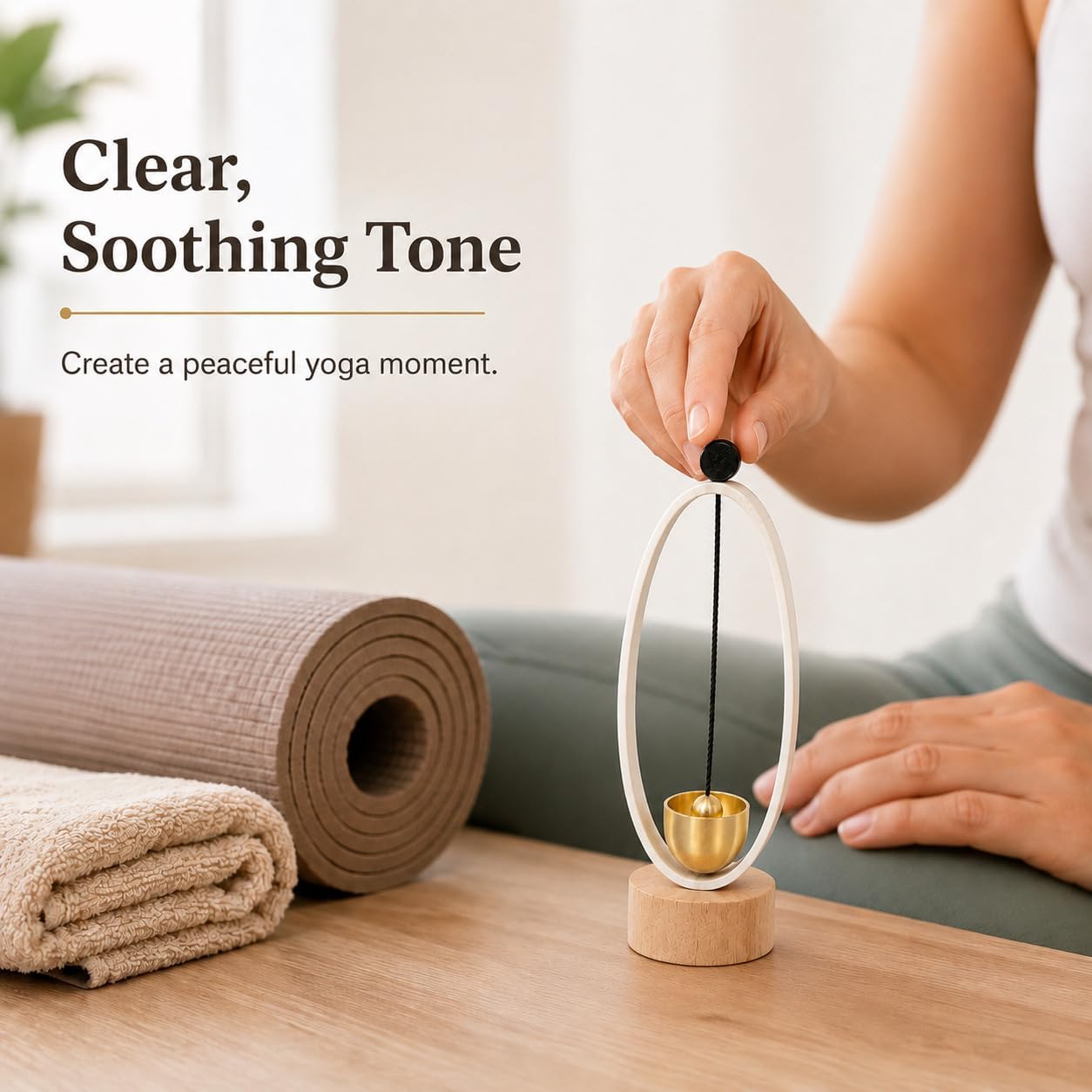 Meditation Singing Bowl – Mini Brass Yoga Bell with Wood Stand image 5