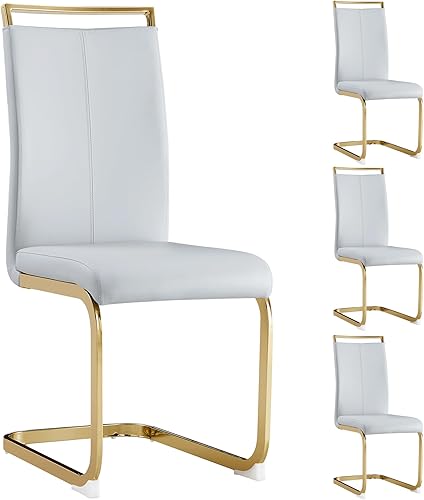 Miniatura 153 de Sillas de Comedor Modernas - Juego de 4 sillas para mesa de comedor, sillas de comedor blancas, patas cromadas plateadas para comedor, sillas de