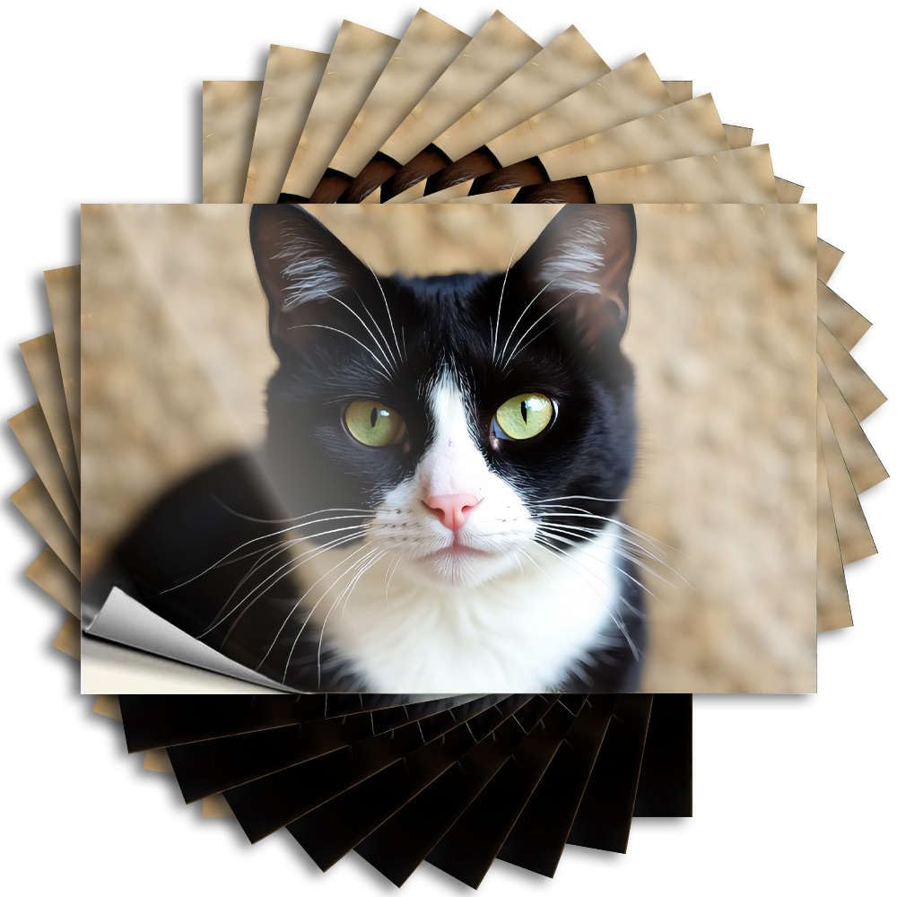 Fzfn Men's Colour Halloween Garage Quote | A Black And White Cat With Striking Green Eyes. Affirmation For Man Decor(8X12cm)