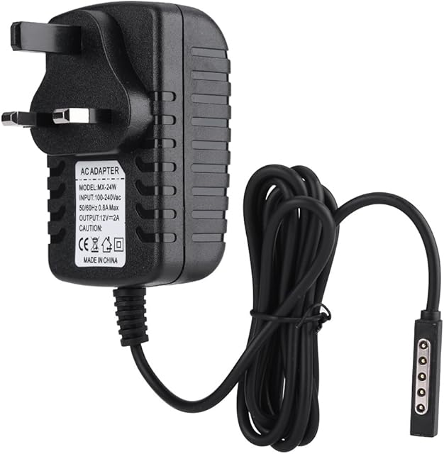 Kafuty Tablet Charger Adapter with 5 pin Magnetic Interface12V 2A Power Adapter Built in dual IC Chips for Microsoft Surface RT/ RT2, AC 100 240V 50 60HZ(UK Plug)