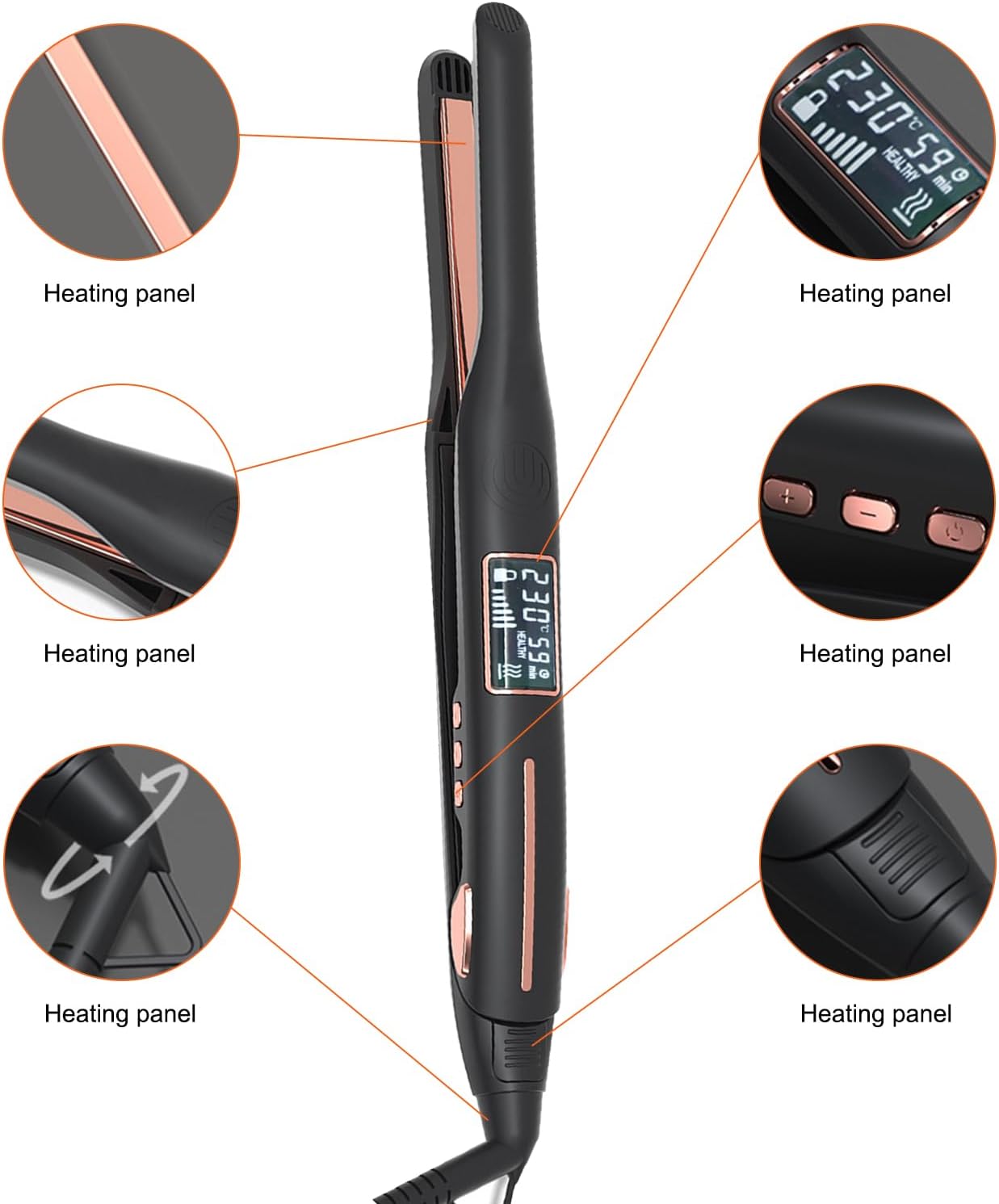 Hair Straightener for Men Short Hair Straightening Iron Dual-Use Curling and Straightening Iron 10mm Narrow Plates Men's Hair Styling Tool