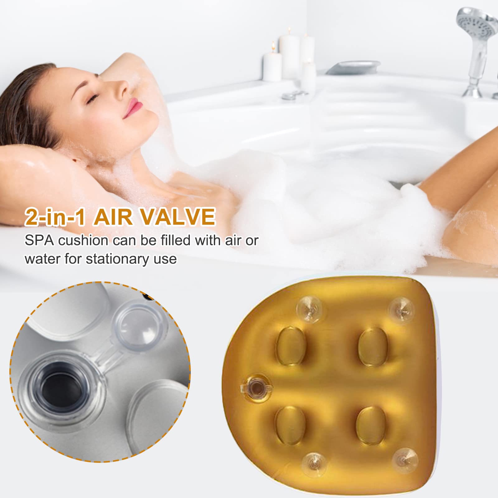 Cuscino Gonfiabile Per SPA - Morbido, 47x37x15 Cm, Portata 100 Kg, Blu/Nero/Oro - Foto 10