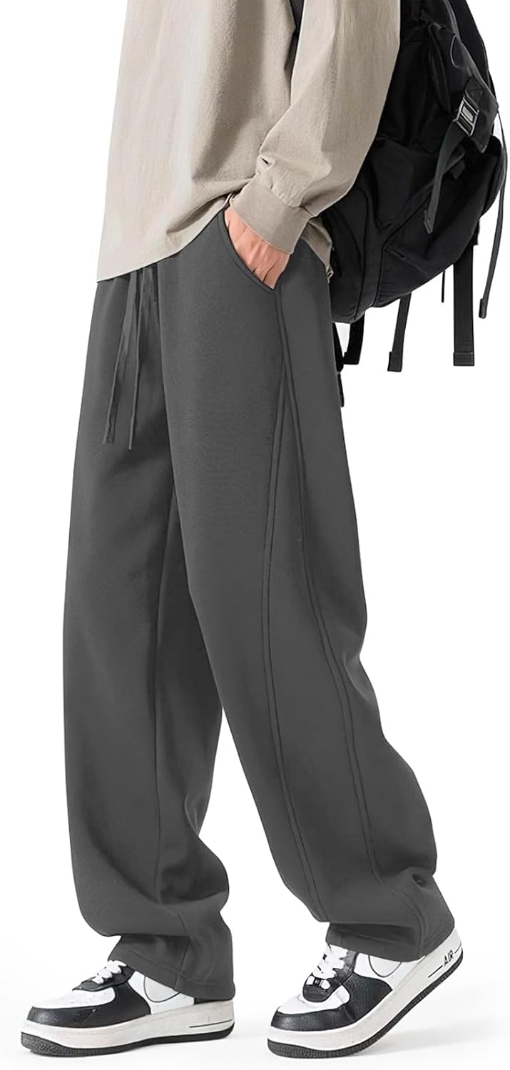 CANGHPGIN Mens Baggy Sweatpants Wide Leg Cotton Sweat Pants for Men Lounge Pant with Pockets - Image 6
