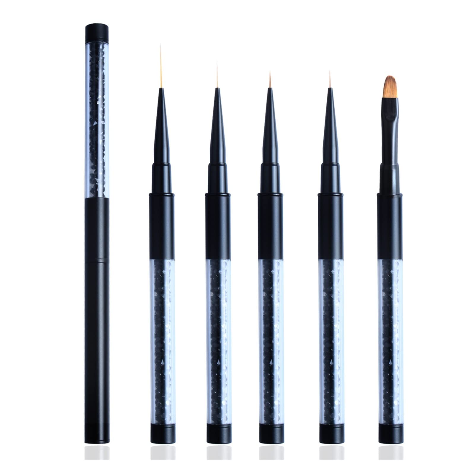 N/A Pennello per unghie acrilico nero opaco Pennello per pittura per nail art Pennello per gel UV Smalto per unghie in cristallo acrilico con strass WolFums