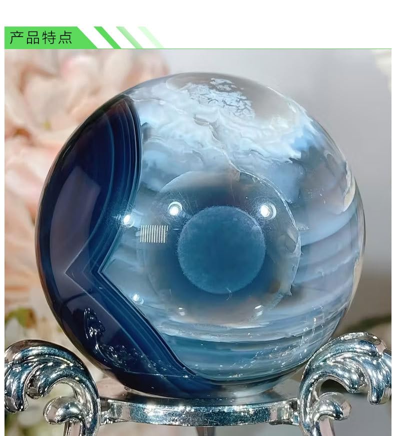 Bolas de Salud de ágata Azul teñidas – Bolas de Ejercicio de Masaje de Manos para Personas Mayores y Adultos, Bolas de Piedra de Cristal pulidas Suaves para Terapia de Manos,5~6cm