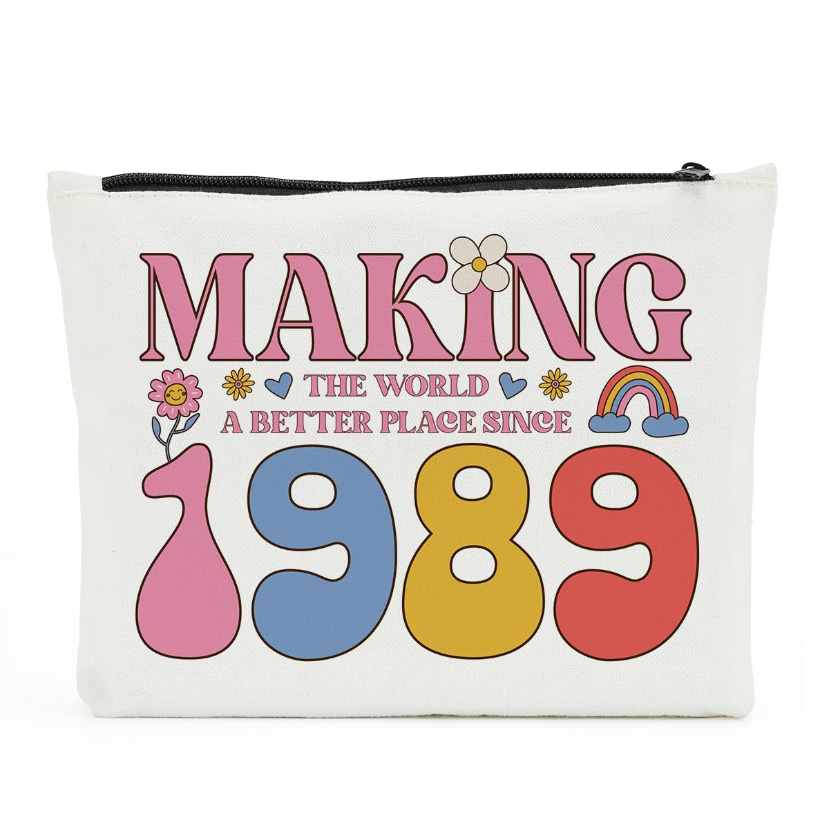 35th Birthday Gifts for Women Makeup Bag, 35th Birthday Decorations, 35 Year Old Birthday Gifts for Women Her Mom Aunt Coworker Teacher Nurse Sister Bestie Making The World A Better Place Since 1989
