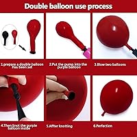 Vista 4 de Guirnalda de globos rojos y blancos, color rojo oscuro, kit de arco de globos de doble relleno para cumpleaños, día de la madre, San Valentín