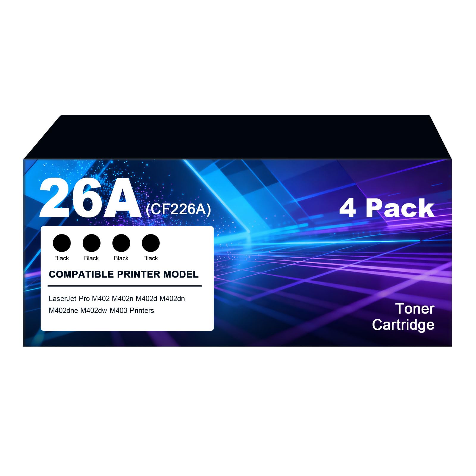 Cartouche de toner 26A compatible avec HP 26A 26X CF226A CF226X Laserjet Pro MFP M402dn M402n M426dw M426fdw M426fdn M402dw M402d M426 M402 M403 - 4 - Noir (avec puce)