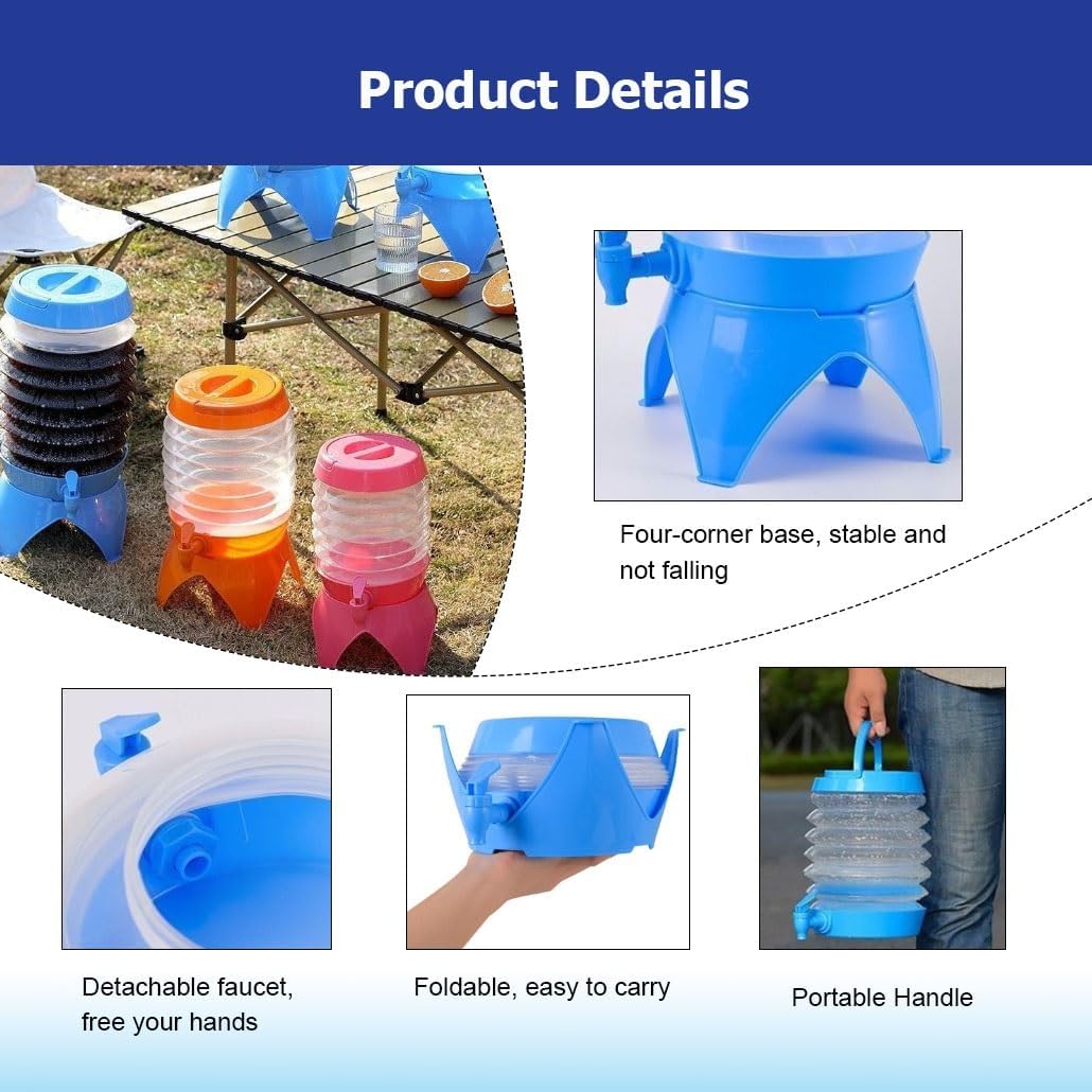 Collapsible Water Bottle Container 0.9-2.5 Gallon, Foldable Portable Water Jug Container Bag with Spigot for Camping Hiking(Green,7.5 L/1.98 Gallon)