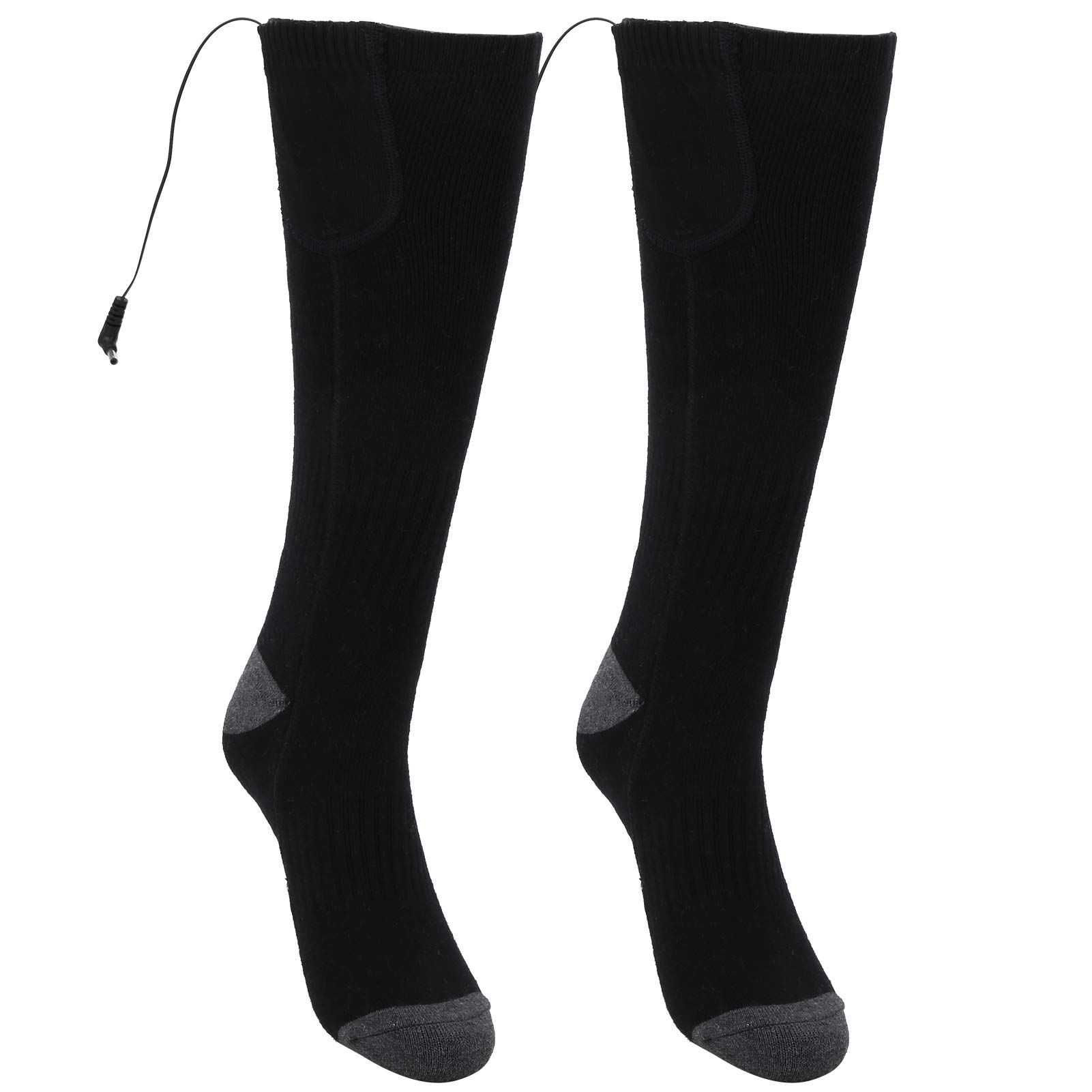 Calcetines Térmicos para Clima Frío, Calcetines Térmicos Cálidos De Invierno con Batería, Operados con Energía Móvil, Mezcla De Algodón, Absorbentes, Transpirables, De (Negra)