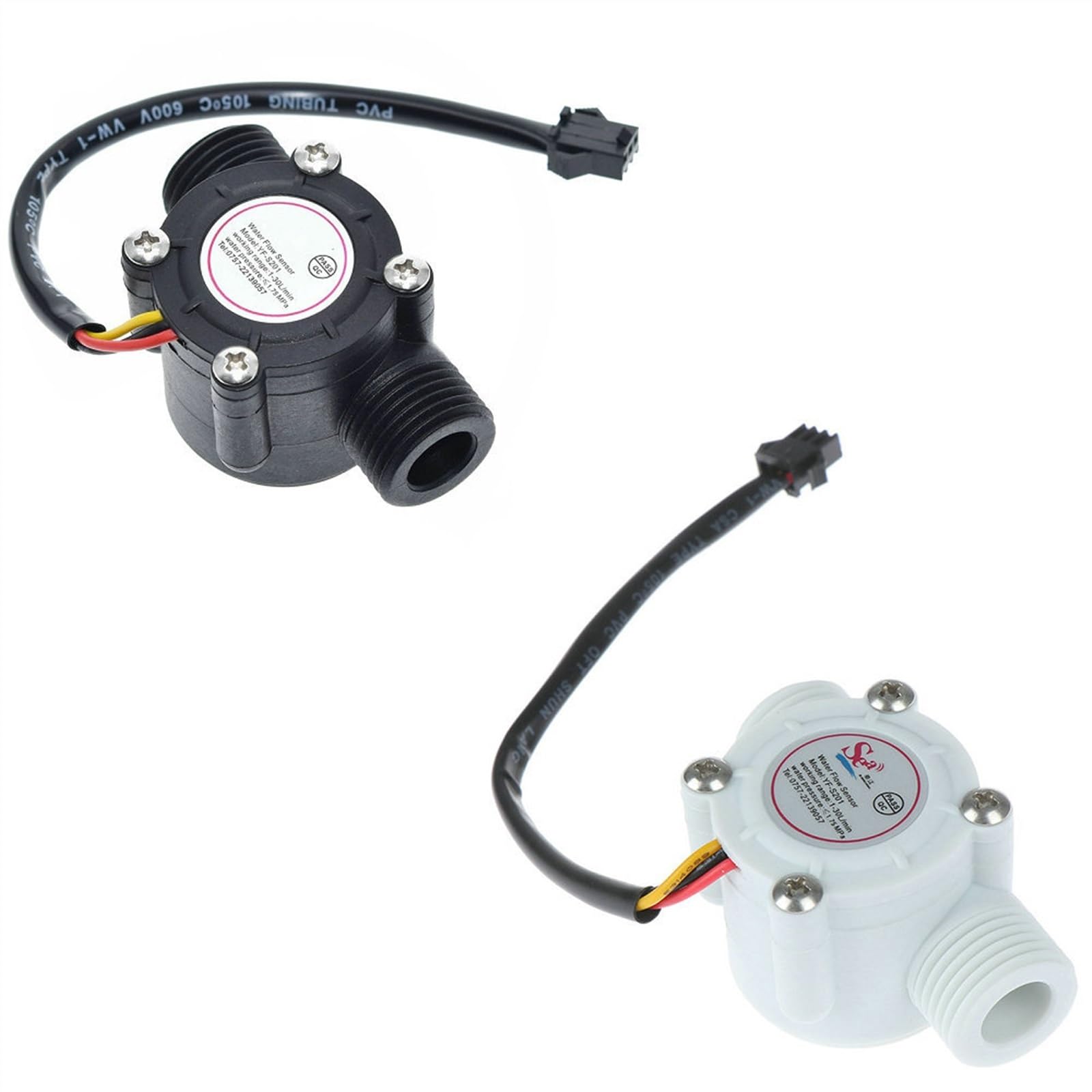 MXXDMOPD Water Flow Sensor DC 5-18V Flowmeter Flow Sensor Water Control Liquid Flow Sensor Switch 1-30L/min 2.0MPa YF-S201(Nero)