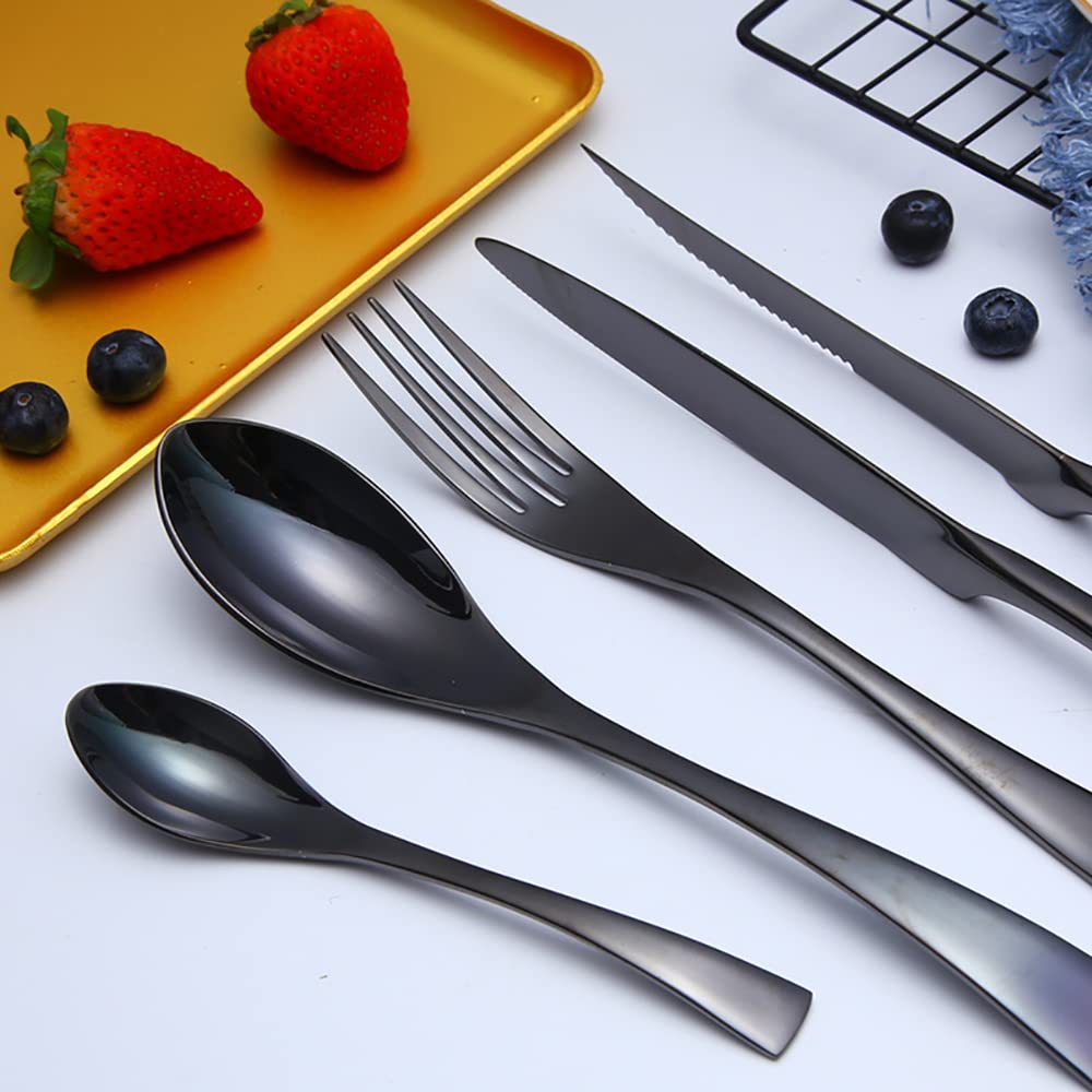 Besteck Set, Besteckset 6 Personen.Luxus-Besteck-Sets, Spiegelpoliertes Besteckset，Spülmaschinenfest, Elegantes Tafelbesteck für Home/Wichtige Abendessen (6 Satz mit 24 Stück) TZ-22