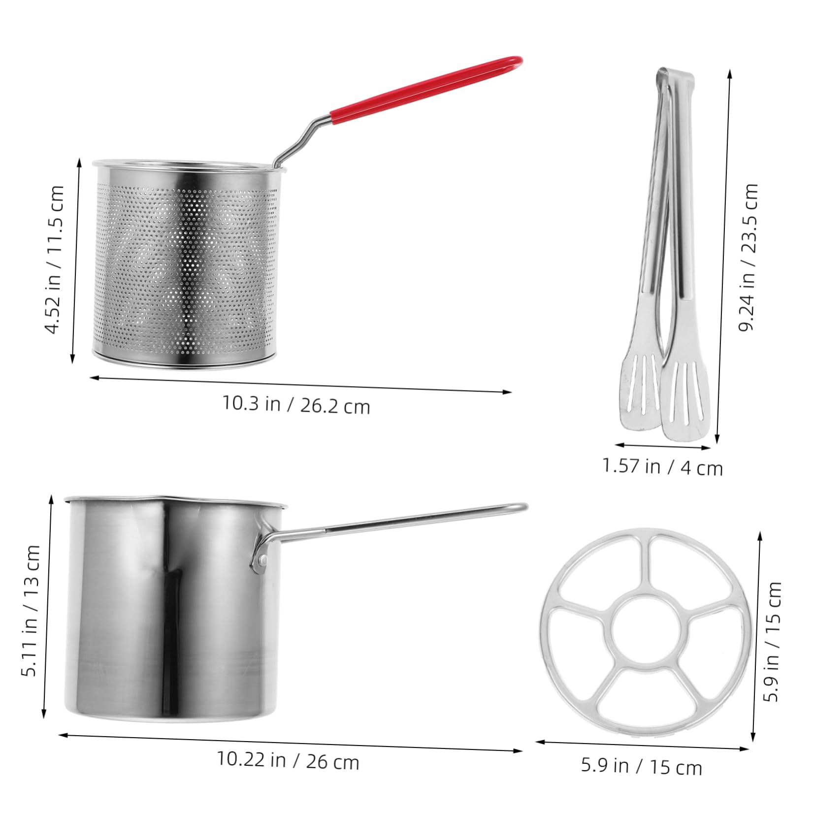 Veemoon 304 Stainless Steel Mini Deep Fryer Pot Metal Mesh Basket Gas Stove Safe Oil-saving Home Kitchen Fryer