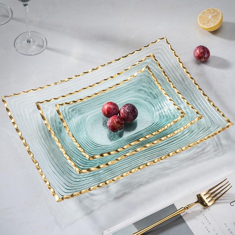 Bandejas para Fruta, Plato de Frutas secas en la Mesa Centro Sala Estar casa, Caja Almacenamiento Cristal for Platos Aperitivos(Small)