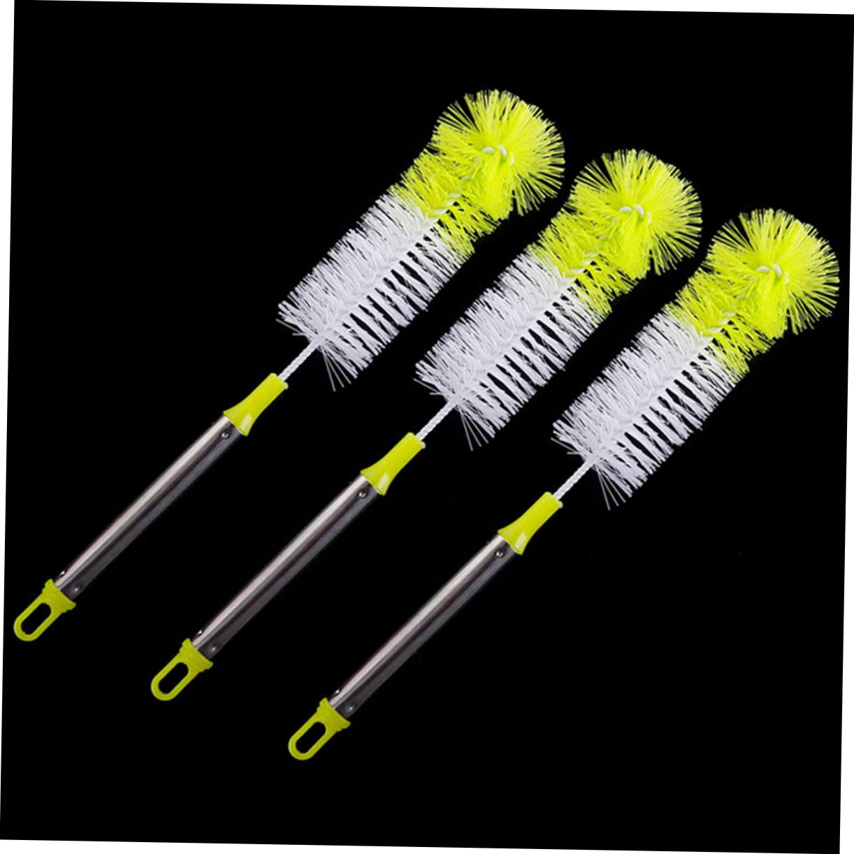 ULTECHNOVO 4piezas Cepillos De Limpieza para Botellas y Tazas De Cabeza Redonda Colorida y Flexible con Mango De Acero Inoxidable para Biberones Botellas De Agua y Copas
