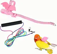 Peitoral e coleira de pássaro papagaio de estimação, design de treinamento ajustável, antimordida, corda de nylon para pássaros com asa fofa e coleira colorida para papagaios, calopsita periquito