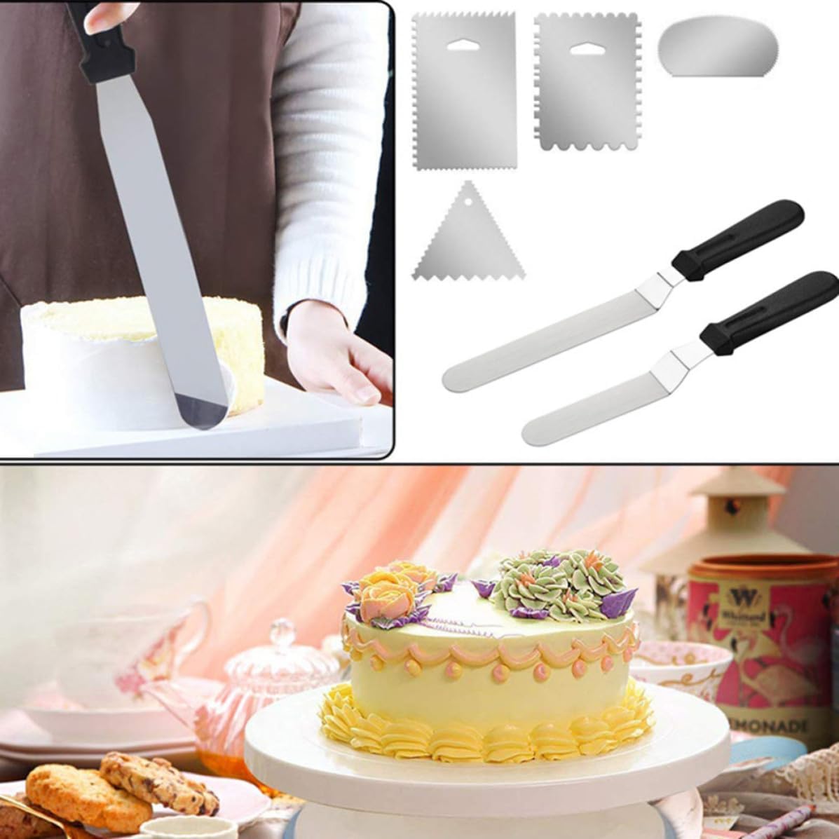 10pcs Stainless Steel Cake Spatula Cream Scraper Set Xmas