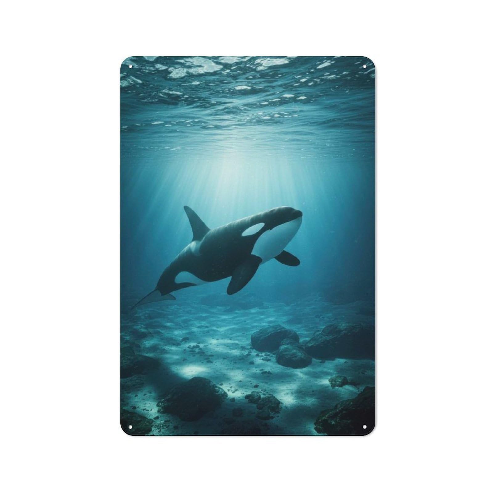 Junmoney Orca In Ocean Retro Tin Wall Plaque 30X20cm Featuring For Garage Wall, For Vintage Wall Decor Fans, For Themed Room Decoration