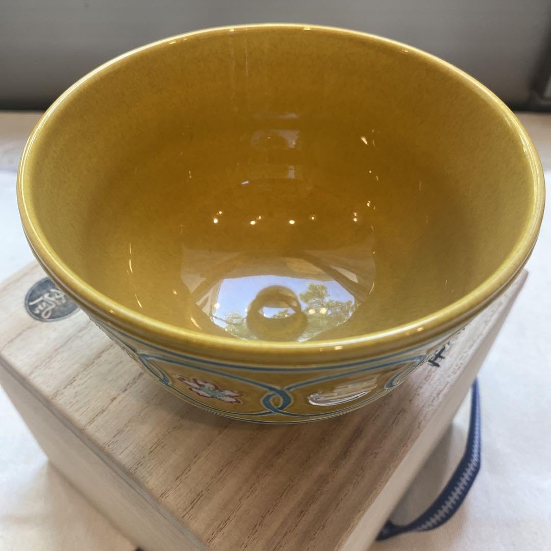 Amazon.co.jp: 抹茶碗 翠風作 古代黄交趾 雪月花 : ホーム＆キッチン