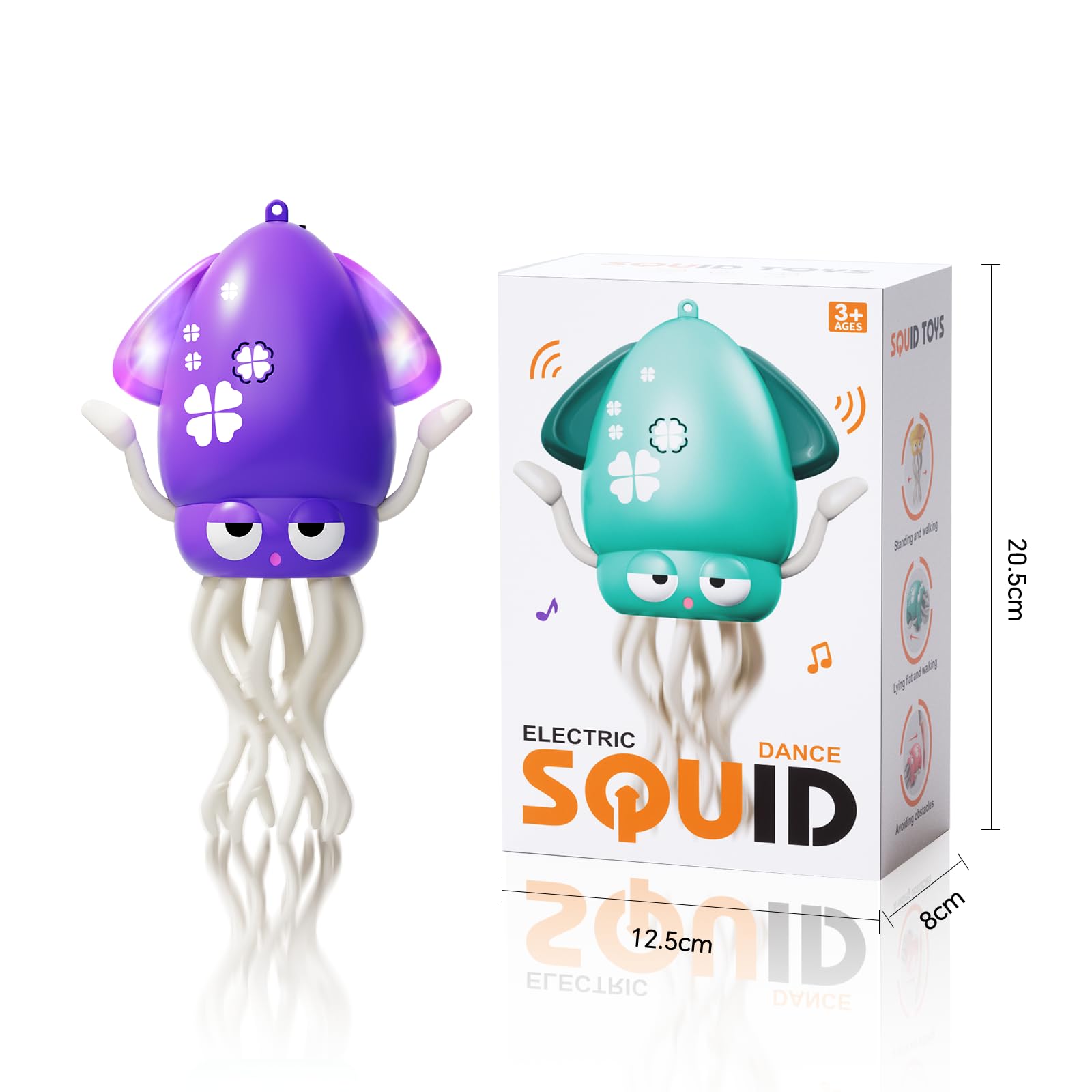 KJIXYUNG Polpo Giocattolo Danzante e strisciante con luci LED e Musica - Giocattolo interattivo Musicale oscillante Automatico - Regalo di Compleanno Divertente (Viola)