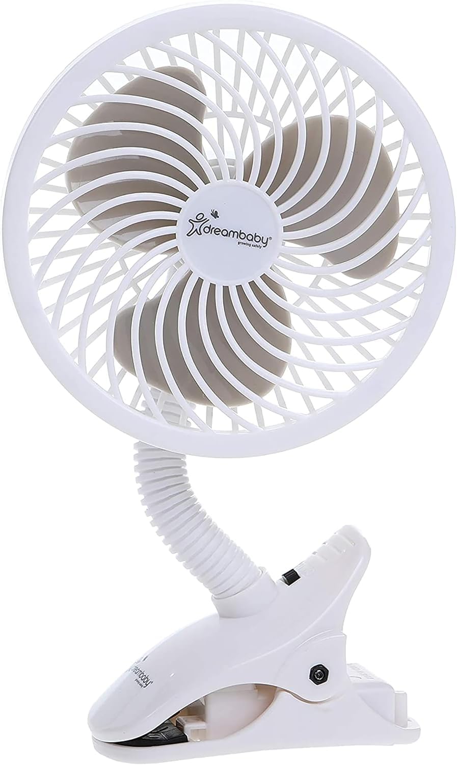 Dreambaby Caged Deluxe EZY-Fit Clip-on Fan - with Flexible Neck for Adjustable Air Flow - Perfect for Strollers, Cribs, Wheelchairs, Beach, Camping &