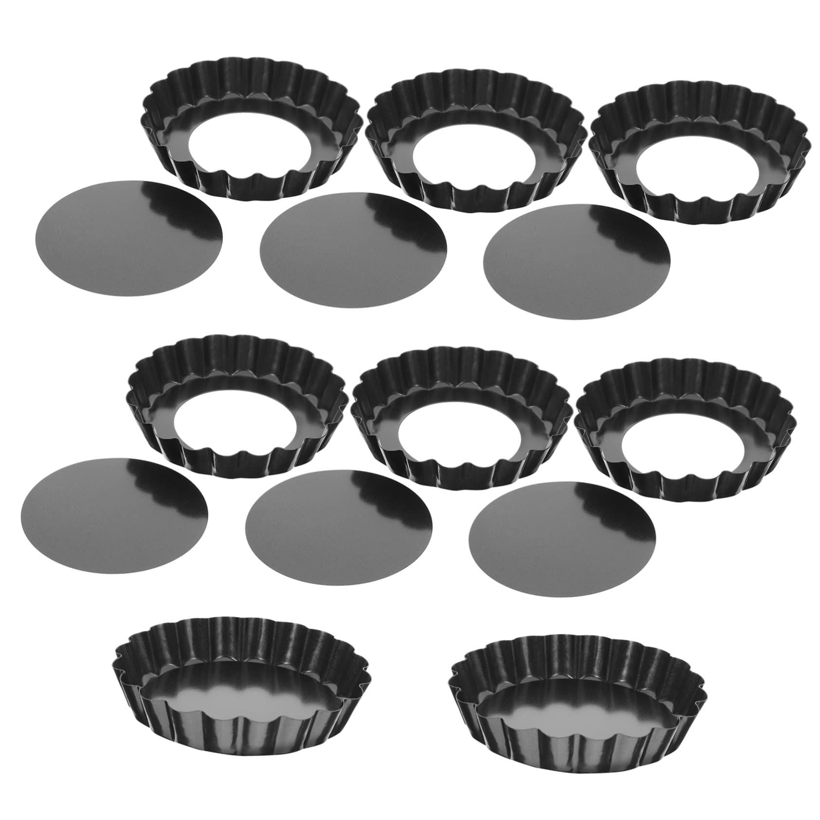 Ciieeo 8Pcs Mini Tart Pans Removable Bottom Baking for Egg Tarts Pies Cheesecakes Heat for Home and Restaurant Use