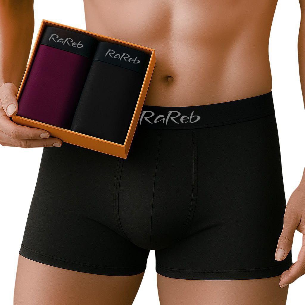 rareb Men's Extra Thin Elastic Underwear Long Comfortable Ice Silk Breathable Comfort Brief-Boxer-Trunks Imported Material Multicolou (Pack-3)-picture-42