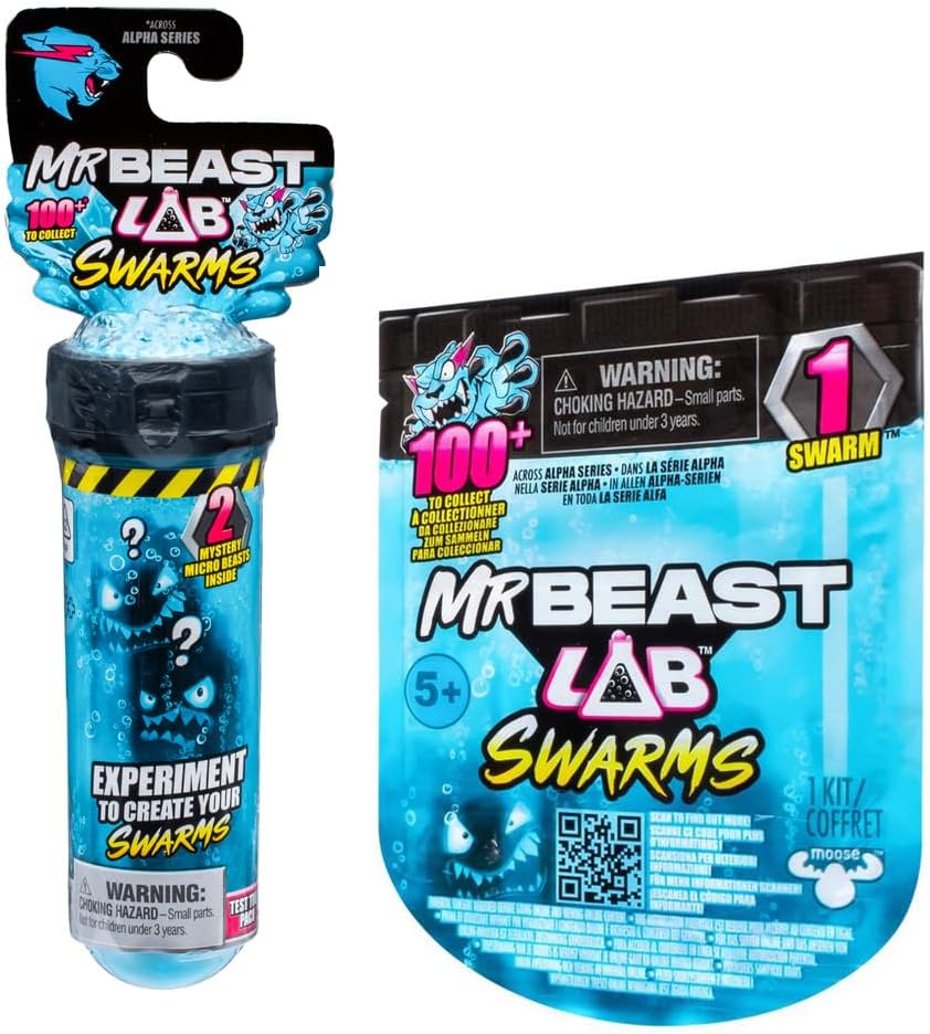 Mr. Beast Lab Swarms Test Tube 2 Pack, 1 inch Themed Swarms Collectible with Swarms Mr. Beast Lab La Mystery 1 Inch Figure Single Pack, 1 Pack