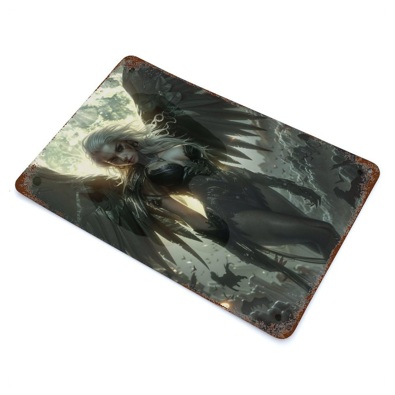 Garage Style Enchanting Succubus Rustic Tin Plaque 11.8"x7.9", Industrial Home Decor for Bar And Workshop