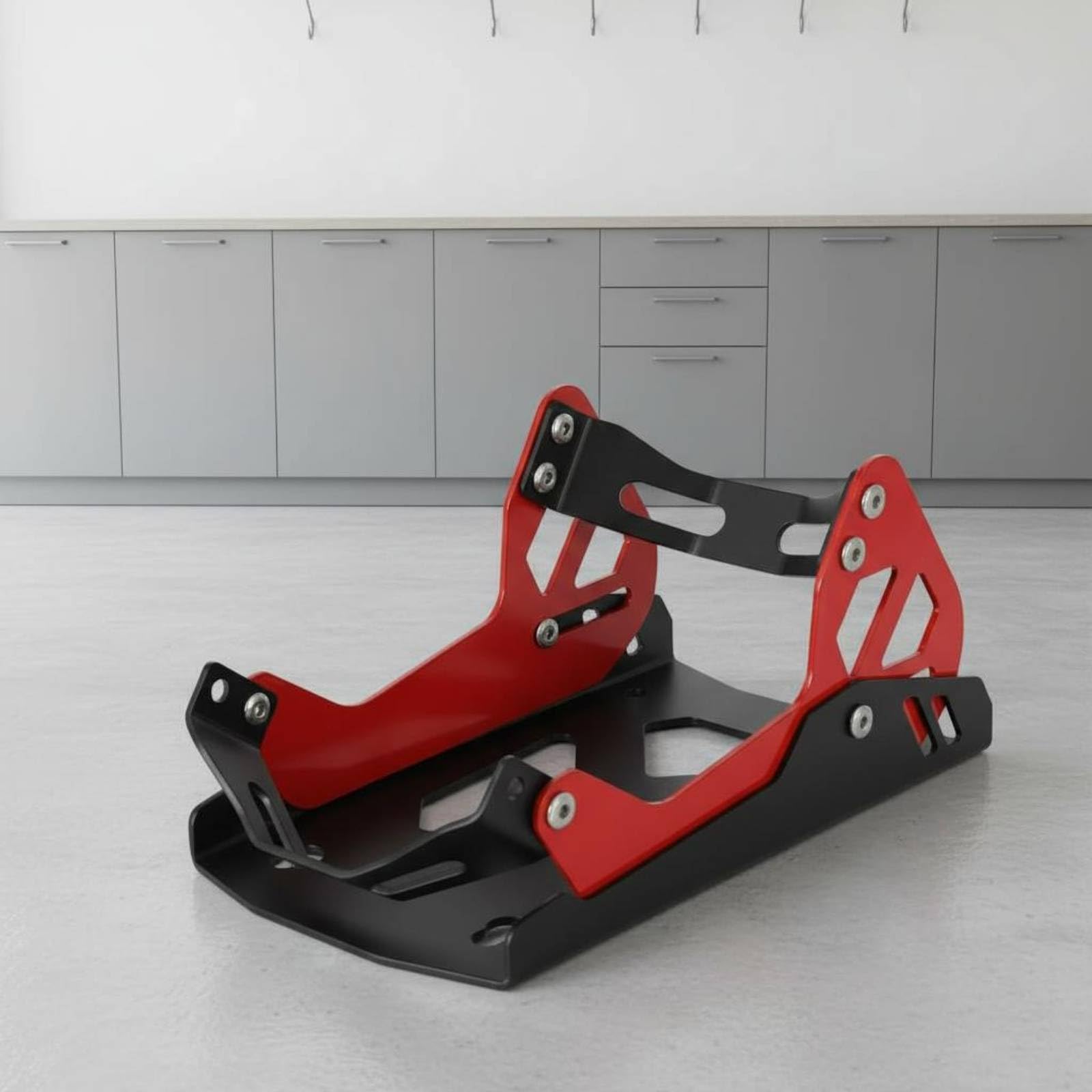 perfeclan Soportes para de Acero con Base Oscura y Laterales Burdeos Soporte de Rueda Trasera con Cuna Curva Estructura Robusta con Recortes y Uniones