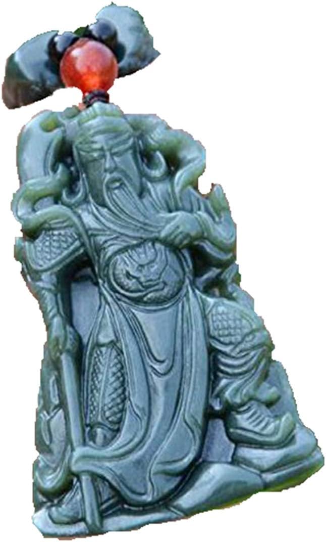 Natural Green Hetian Jades Pendant 3D Carved guangong + 18 Arhat Heads Beads Necklace Pendants Men's Jades Jewelry