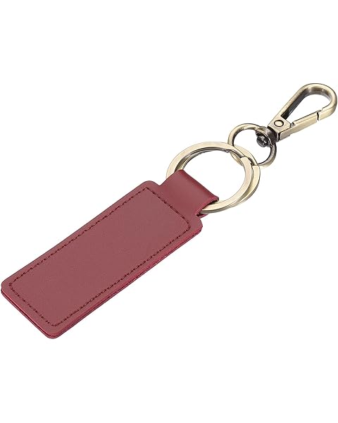 PATIKIL Leather Keychains, Rectangle Leather Key Chain Holder with 2 Keyrings Leather Key Fob for Car Keychain