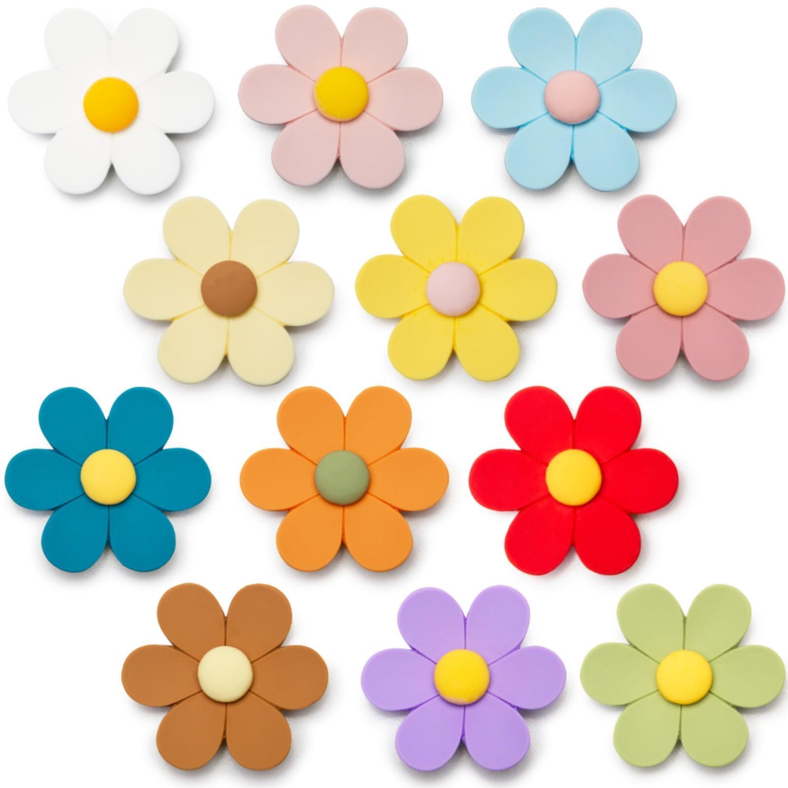 SUNURS - 3D Flower Cute Fridge Magnets for Whiteboard, Funny Colorful Strong Decorative Magnets for Board, Refrigerator, Locker, Kitchen, Office(Extra Large & 12 Pieces)