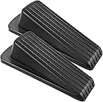 Door Stoppers for Bottom of Door on Floor, Premium Rubber Door Stopper Wedge, Floor Sturdy Stackable Door Stops for Carpet Heavy Duty Door, Door Gaps (Black, 2 Pack)
