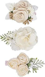 3pcs Girls Flower Hair Clips, Floral Hair Barrettes w/Boutique Fully Lined Alligator, Hair Bows for Baby Newborn Toddler