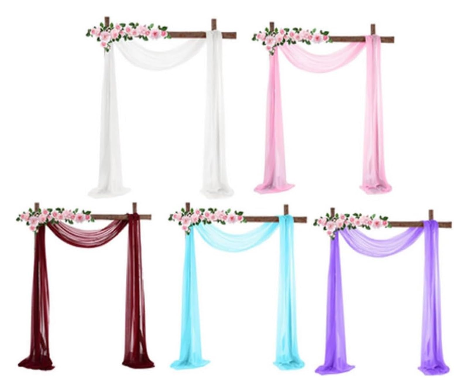 Hochzeitsdekoration, Hochzeits-Tüll, Chiffon, DIY, Hochzeitsbogen, durchsichtiger Kristall, Hochzeits-Drapierungsvorhang, Party-Hintergrund-Dekoration(Wine red,75x600cm)