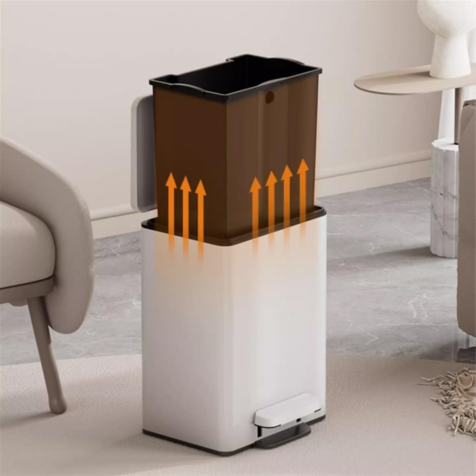 Mülleimer Mülleimer mit Deckel, Mülleimer aus Edelstahl mit Fußpedal, Soft-Close-Tretmülleimer mit Inneneimer for das Home Office Commercial Papierkorb(Schwarz,15L)