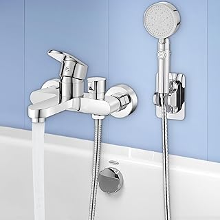 Comprar Mezclador de bañera, con ducha de mano, Grifo de Ducha y Bañera con 1,50 m Manguera y Soporte Regulable, Grifo Bañera grifo Monomando Ducha, cromo