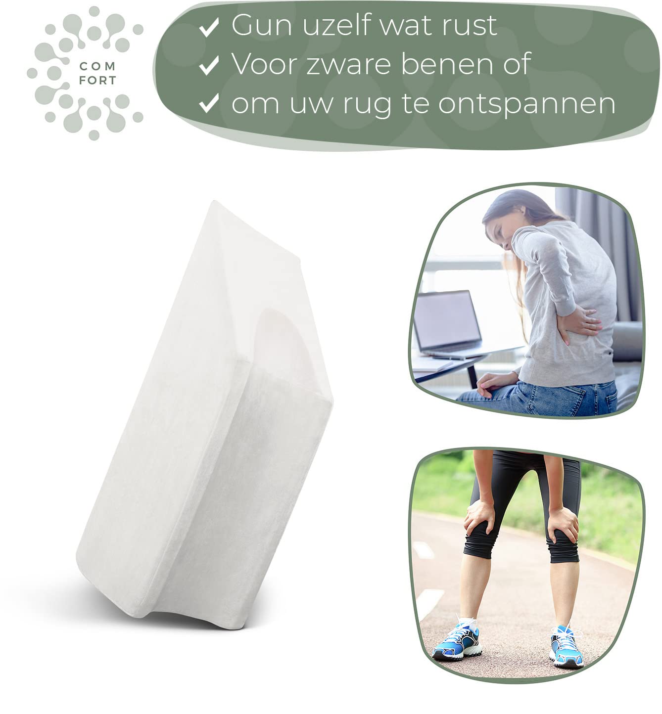 Ergonomisch aderkussen om de benen op te bergen, plat - beenverhogingskussen, beensteun wigkussen, steunkussen voor benen en knieën, ideaal als lymfekussen en aderwig