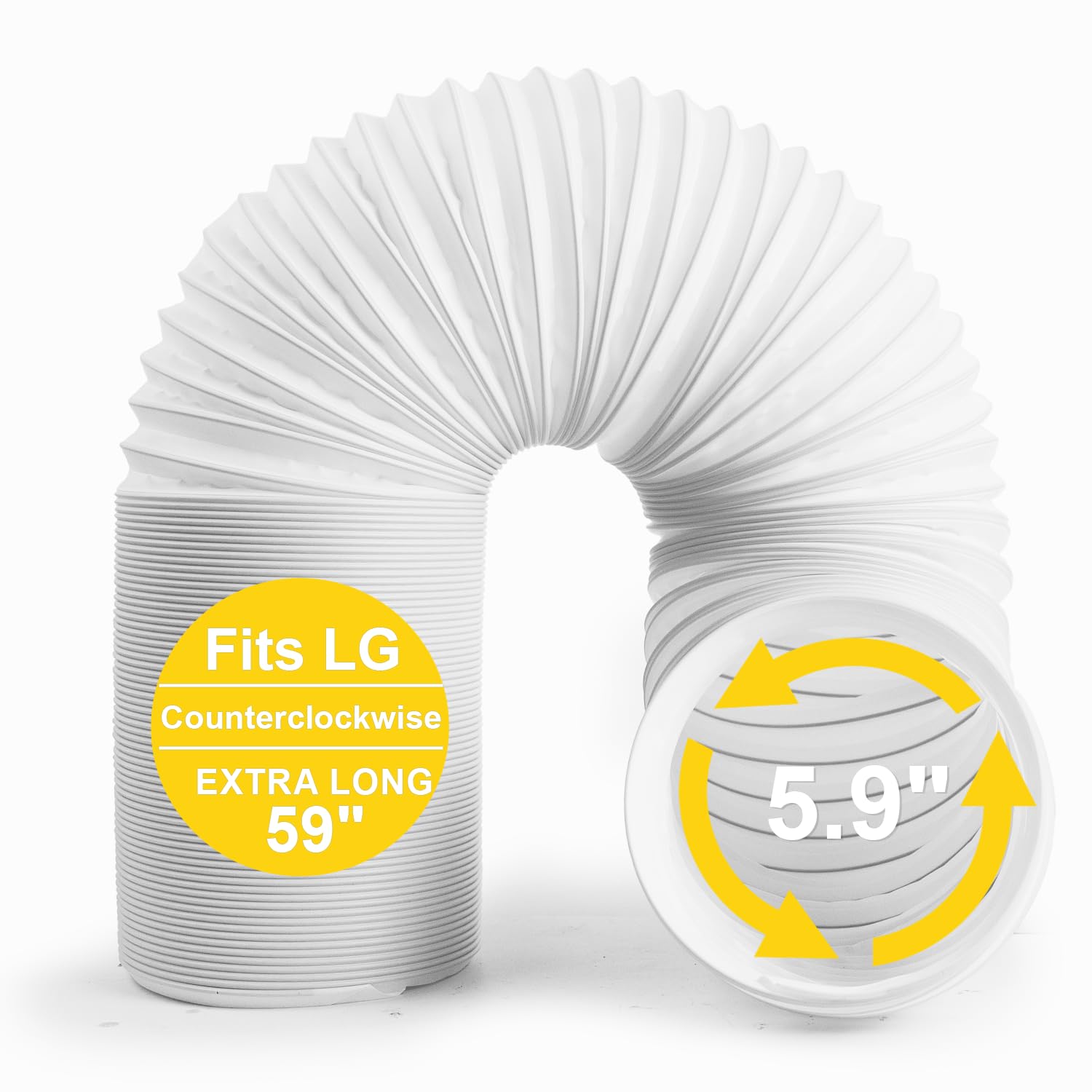 Portable Air Conditioner Hose, 5.9" Diameter Anti-Clockwise Thread,Length up to 59" - AC Hose with LG and More