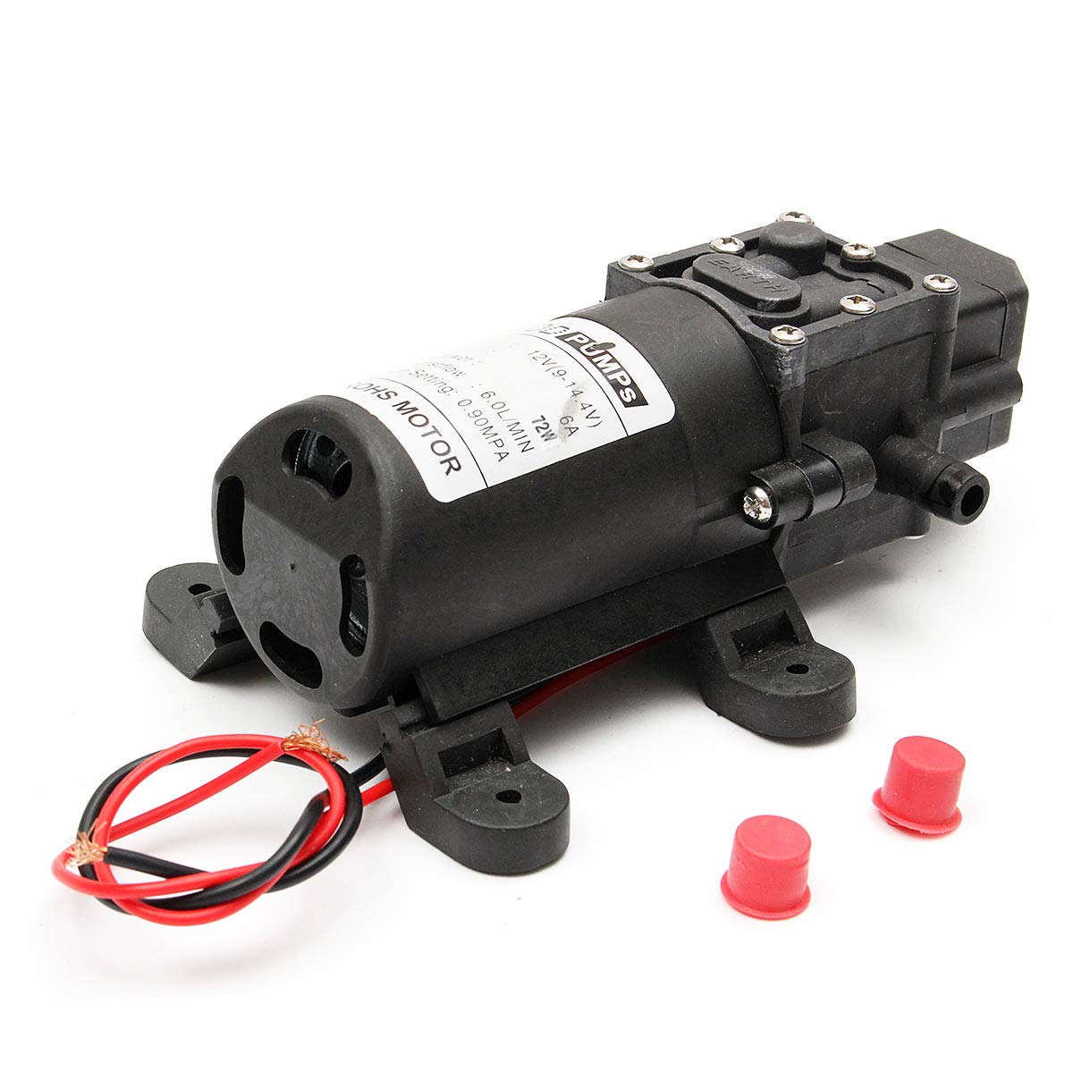Bomba sumergible Bomba de agua ultra silenciosa Bomba de agua de diafragma de alta presión eléctrica negra de 6 l/min for lavado de autos, 12 V(12V 72 W-Straight)