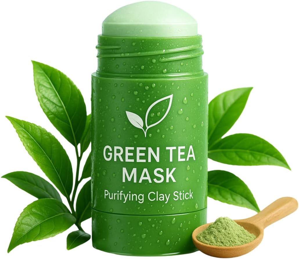 SHUIKU Green Tea Clay Stick for Face – Blackhead Remover Mask with Green Tea Extract for Deep Pore Cleansing, Skin Brightening & Complexion Care – For All Skin Types, Men & Women