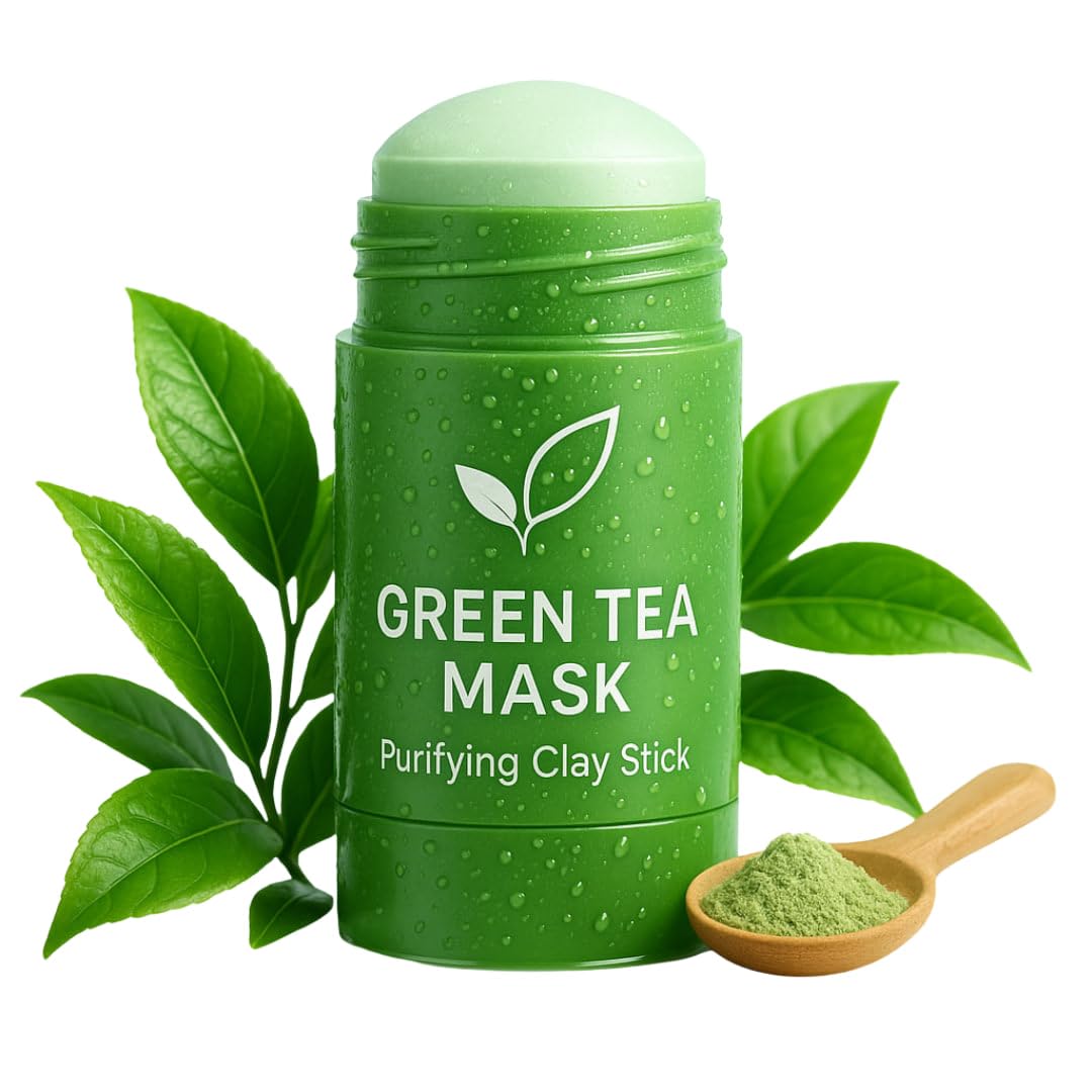 Green Tea Clay Stick for Face – Blackhead Remover Mask with Green Tea Extract for Deep Pore Cleansing, Skin Brightening & Complexion Care – For All Skin Types, Men & Women