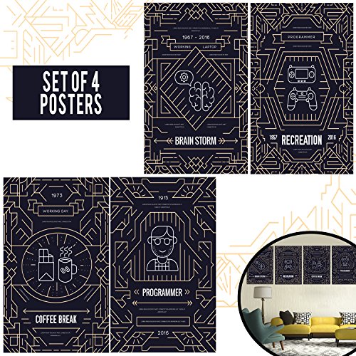 Minimalist Design Posters for a Technological Environment - Make Your Work Area a Place for Geniuses with These High Tech Prints - Wall Art Decor with Double Sided Mounting Tape - Best Gift for Geeks - Decoration for Nerds - Thumbnail 7