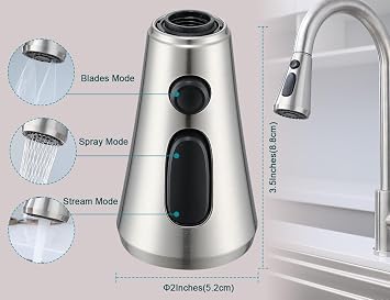Brushed Nickel Pull Down Kitchen Faucet Head Replacement with 9 Adapters